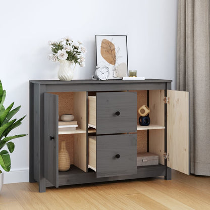vidaXL Buffet gris 100x35x74 cm Bois de pin massif