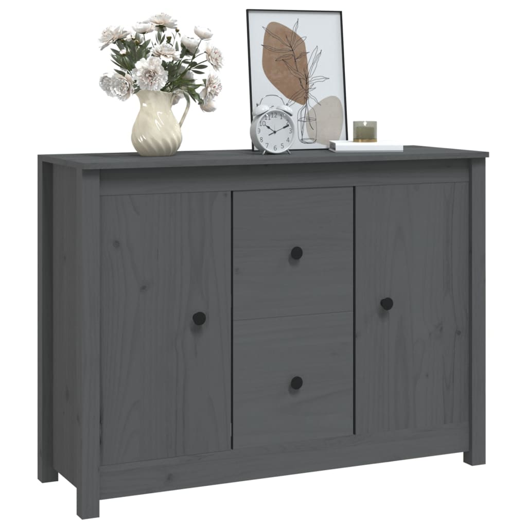 vidaXL Buffet gris 100x35x74 cm Bois de pin massif