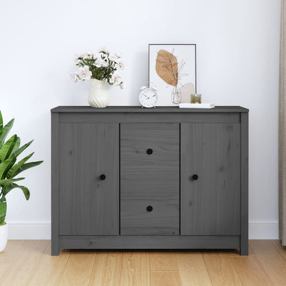 vidaXL Buffet gris 100x35x74 cm Bois de pin massif