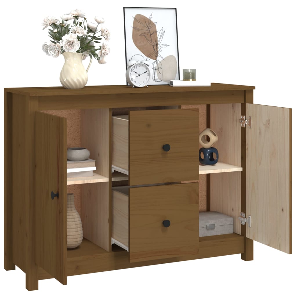vidaXL Buffet marron miel 100x35x74 cm en pin massif