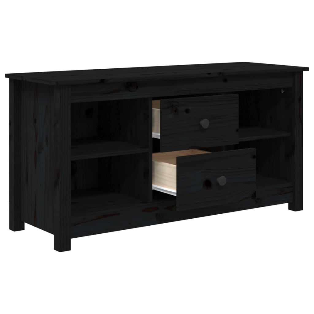 vidaXL Meuble TV Noir 103x36,5x52 cm Bois de pin massif