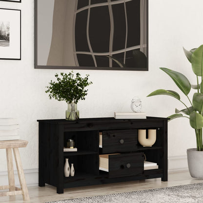 vidaXL Meuble TV Noir 103x36,5x52 cm Bois de pin massif