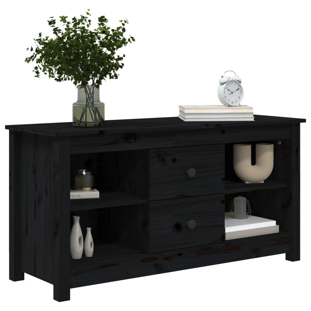 vidaXL Meuble TV Noir 103x36,5x52 cm Bois de pin massif