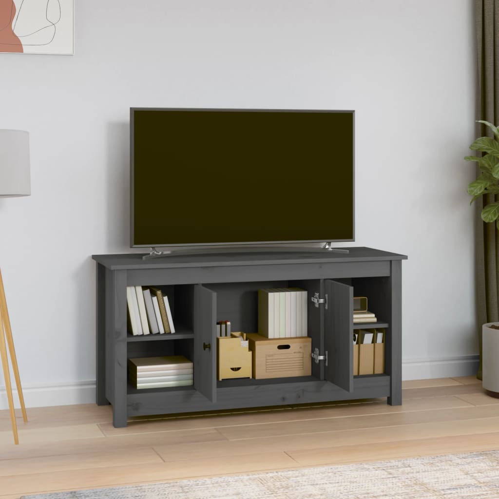Meuble TV vidaXL Gris 103x36,5x52 cm Bois de pin massif