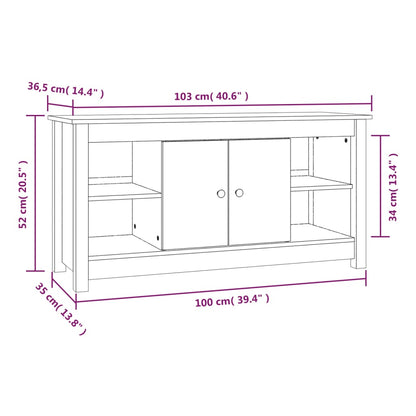 Meuble TV vidaXL Gris 103x36,5x52 cm Bois de pin massif