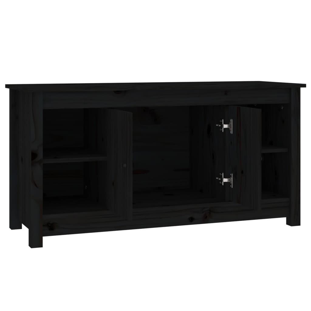 vidaXL Meuble TV Noir 103x36,5x52 cm Bois de pin massif