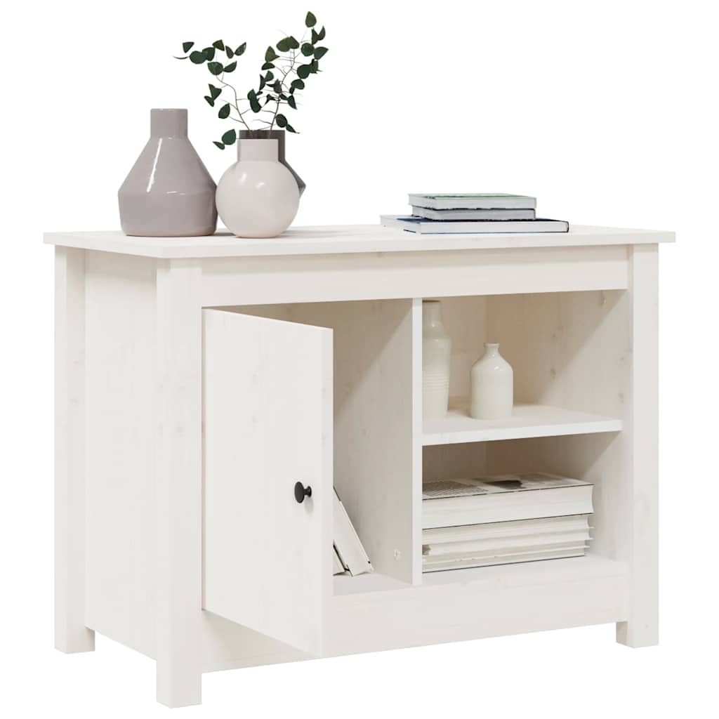 vidaXL Meuble TV Blanc 70x36,5x52 cm Bois de pin massif