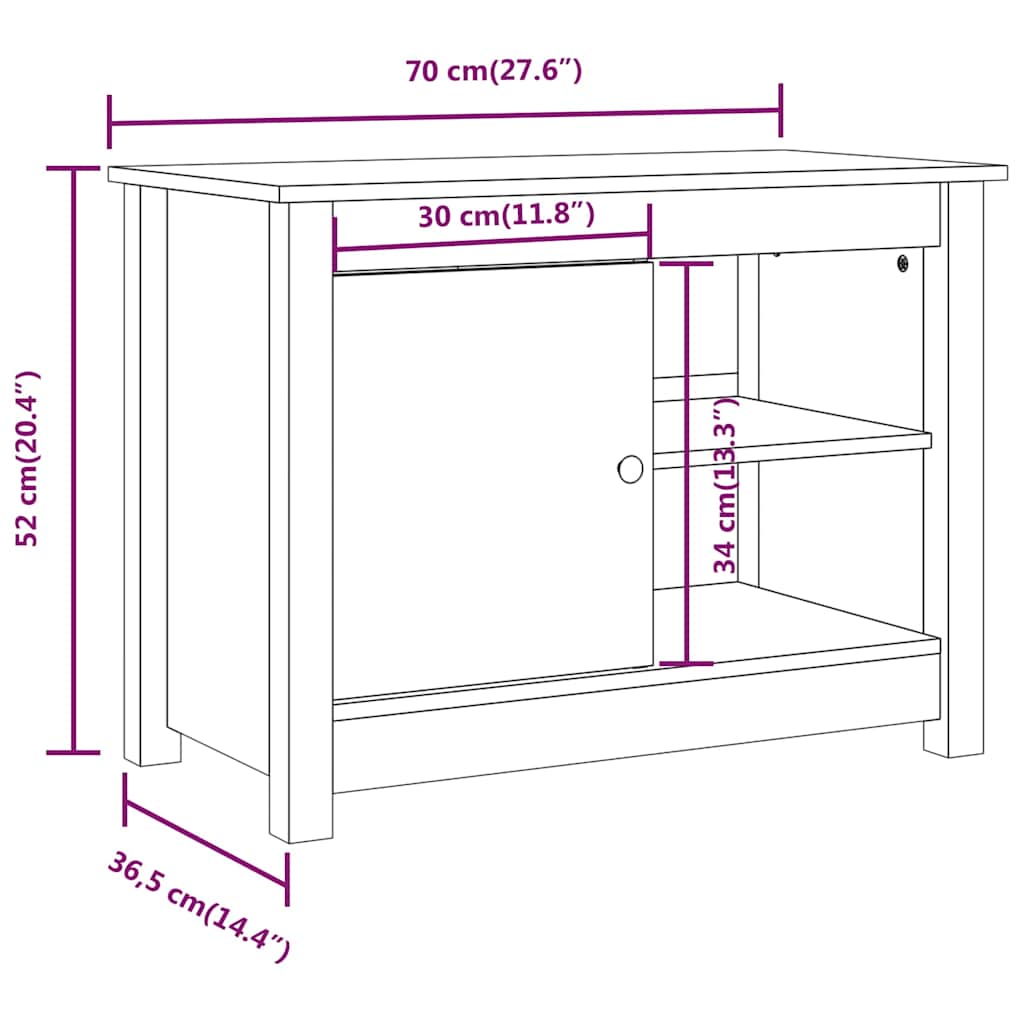 vidaXL Meuble TV Blanc 70x36,5x52 cm Bois de pin massif