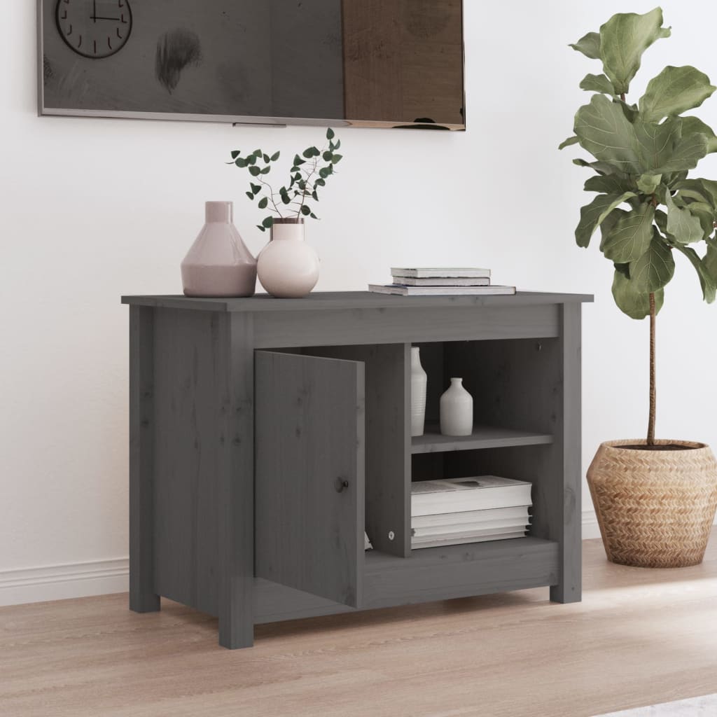 vidaXL Meuble TV gris 70x36,5x52 cm Bois de pin massif