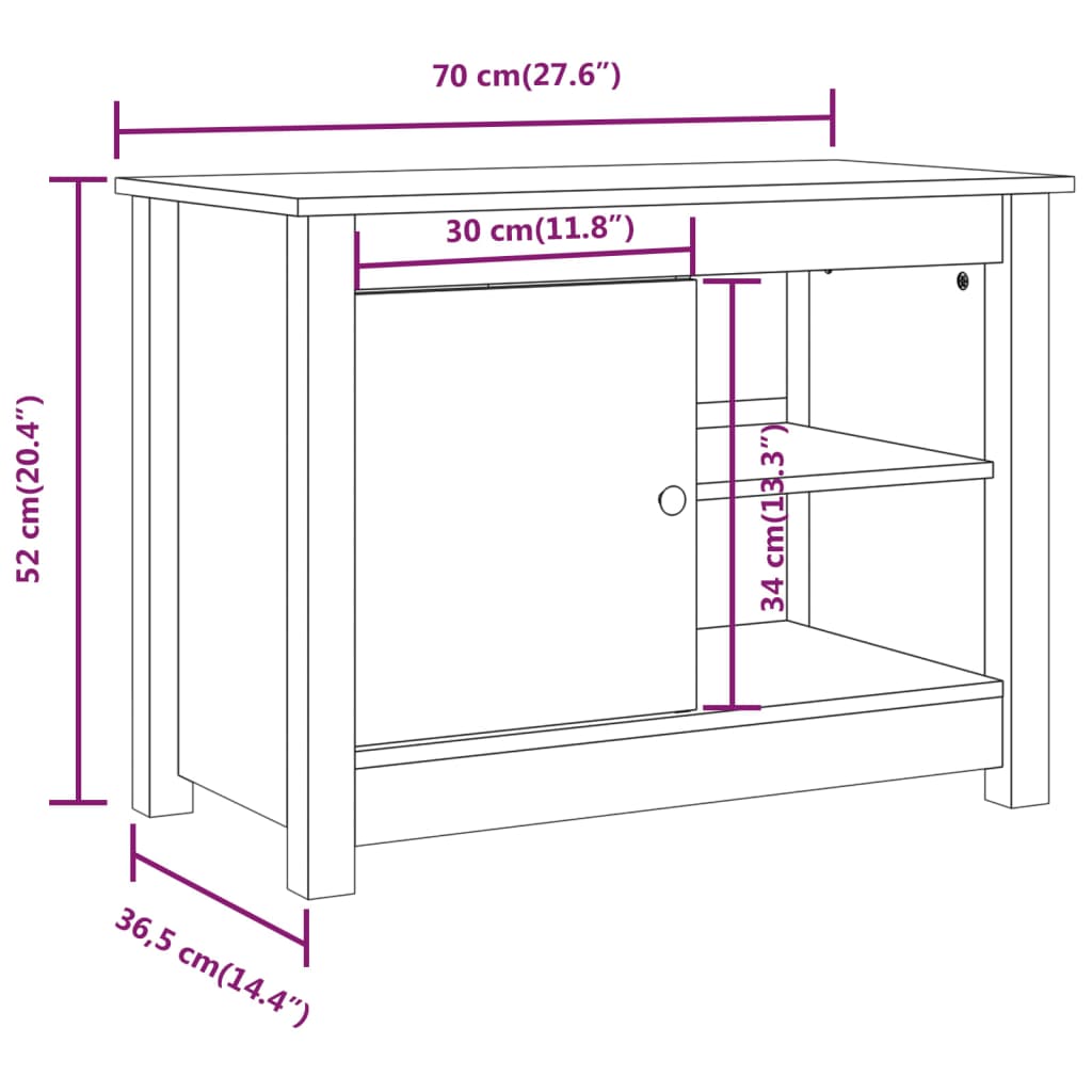vidaXL Meuble TV gris 70x36,5x52 cm Bois de pin massif