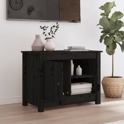 vidaXL Meuble TV Noir 70x36,5x52 cm Bois de pin massif