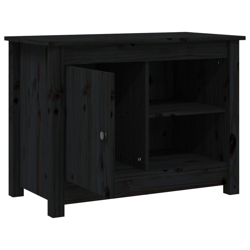 vidaXL Meuble TV Noir 70x36,5x52 cm Bois de pin massif