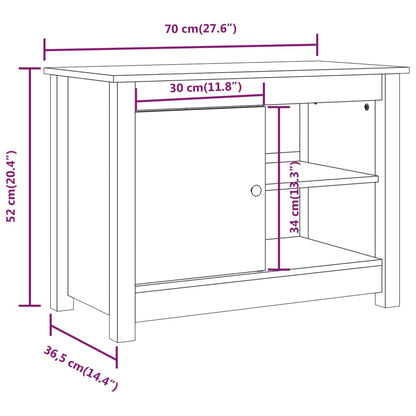 vidaXL Meuble TV Noir 70x36,5x52 cm Bois de pin massif