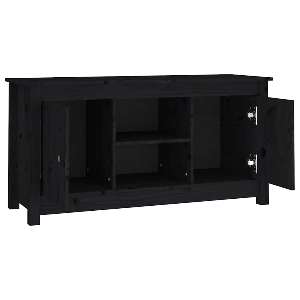 vidaXL Meuble TV Noir 103x36,5x52 cm Bois de pin massif