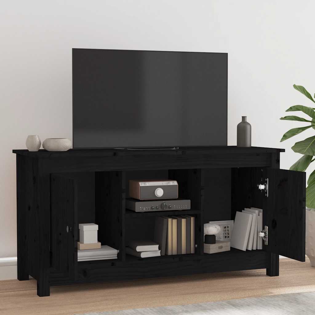 vidaXL Meuble TV Noir 103x36,5x52 cm Bois de pin massif