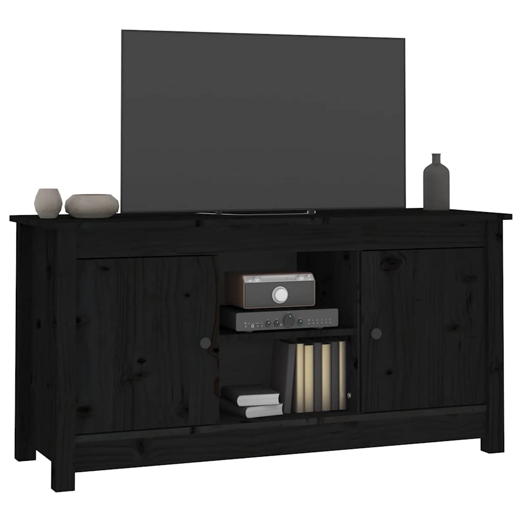 vidaXL Meuble TV Noir 103x36,5x52 cm Bois de pin massif