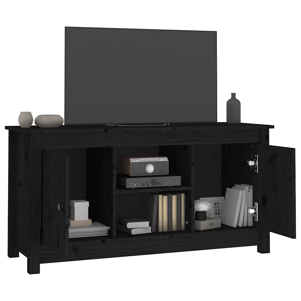 vidaXL Meuble TV Noir 103x36,5x52 cm Bois de pin massif
