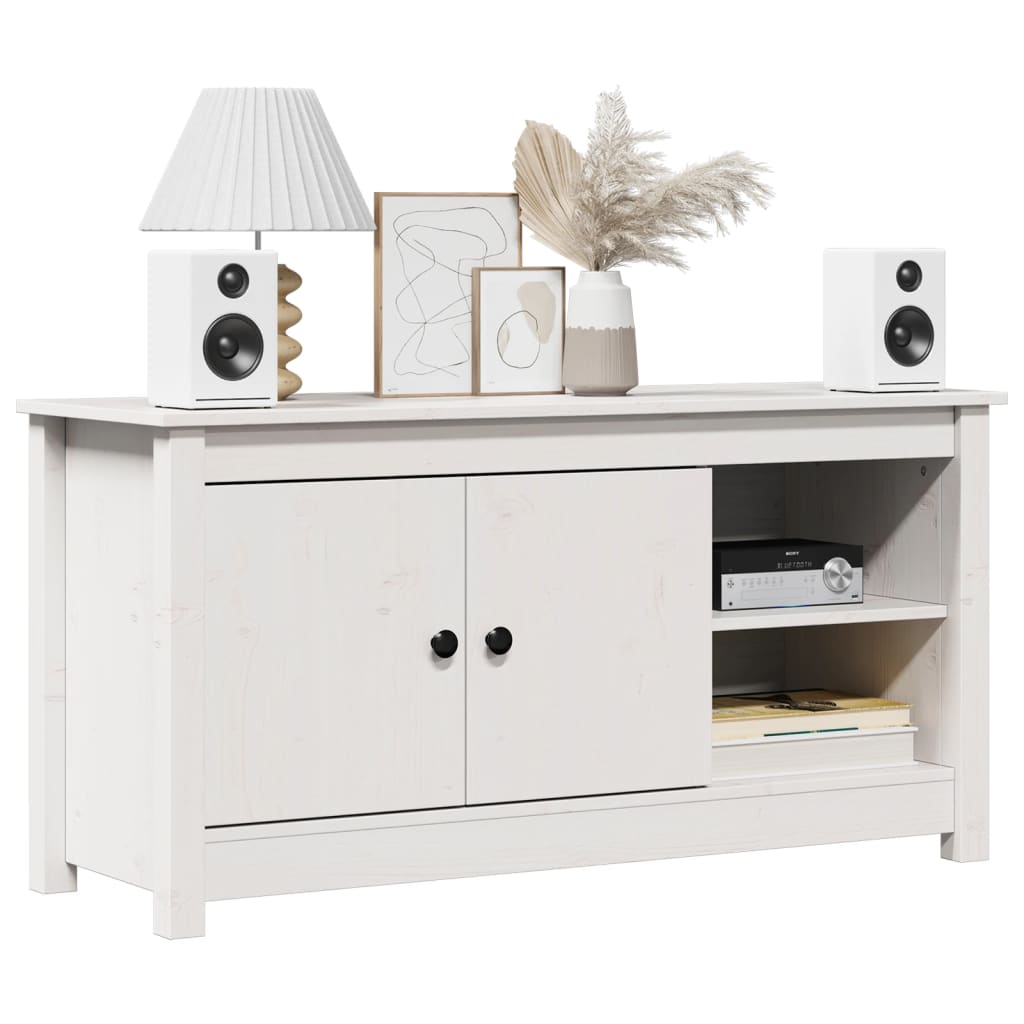 vidaXL Meuble TV Blanc 103x36,5x52 cm Bois de pin massif