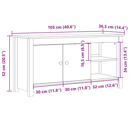 vidaXL TV-Schrank Honigbraun 103x36,5x52 cm Massivholz Kiefer