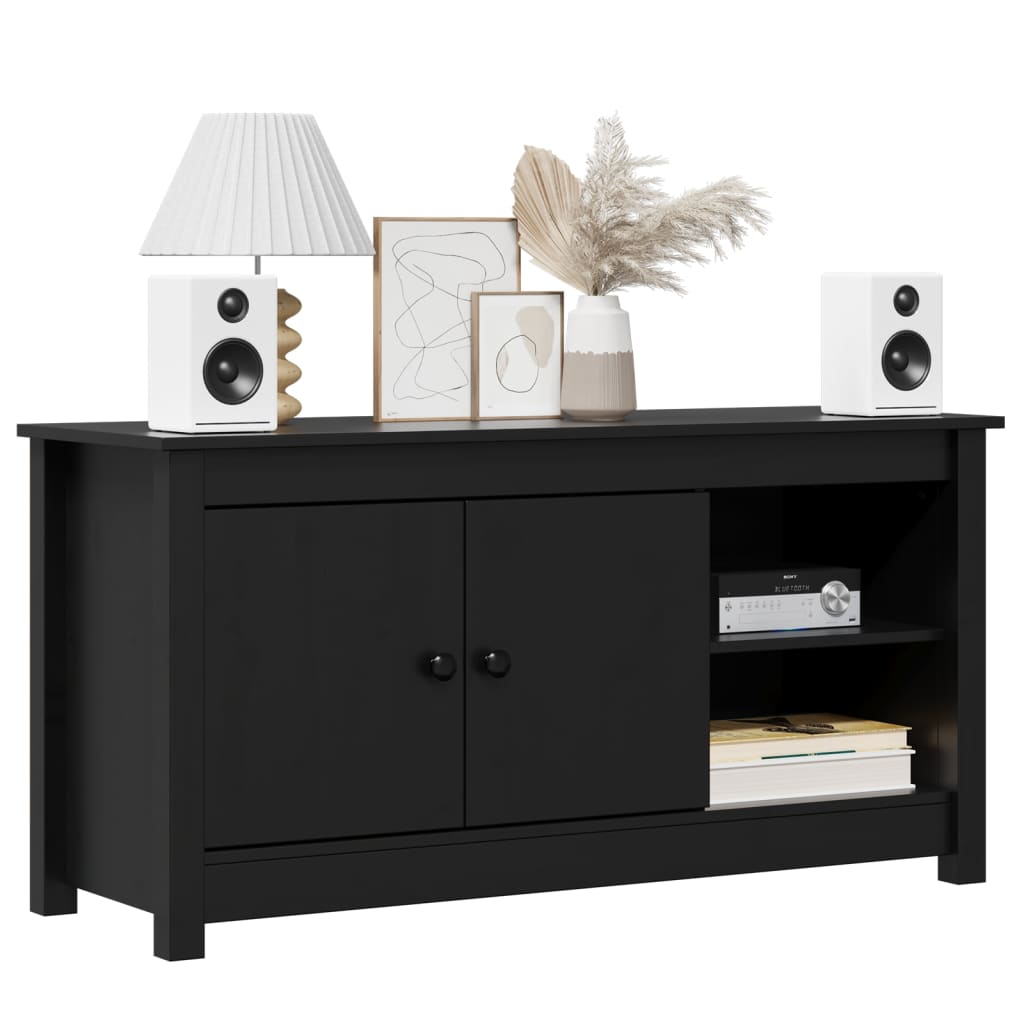 vidaXL Meuble TV Noir 103x36,5x52 cm Bois de pin massif