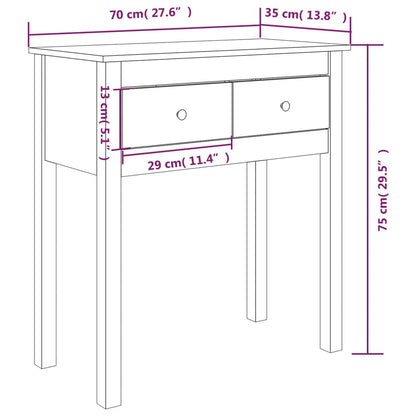 vidaXL Console de table blanc 70x35x75 cm pin massif