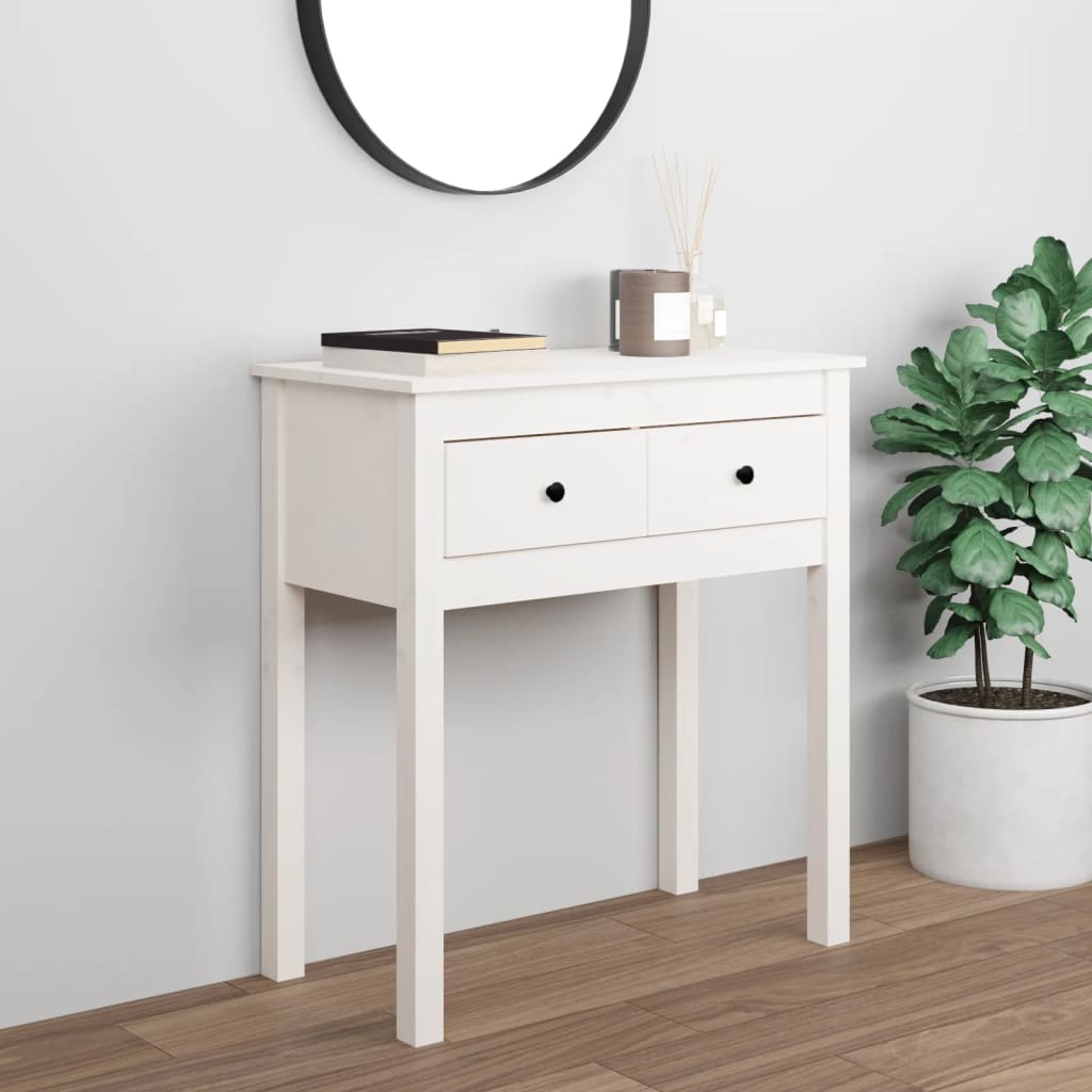 vidaXL Console de table blanc 70x35x75 cm pin massif