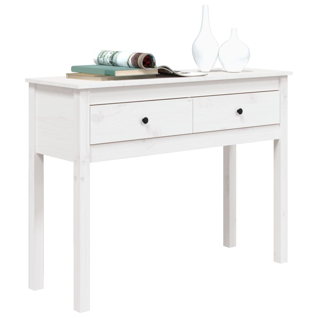 vidaXL Console blanche 100x35x75 cm en pin massif