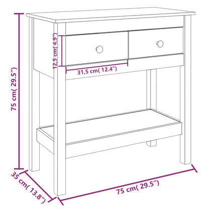 vidaXL Konsolentisch 75x35x75 cm Massivholz Kiefer