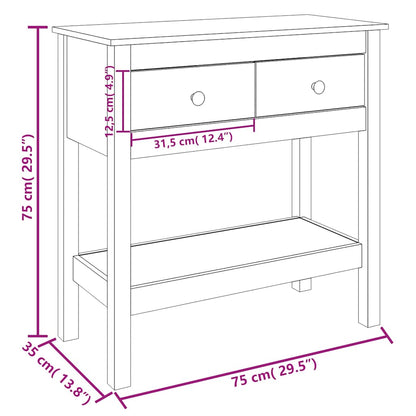vidaXL Konsolentisch Weiß 75x35x75 cm Massivholz Kiefer