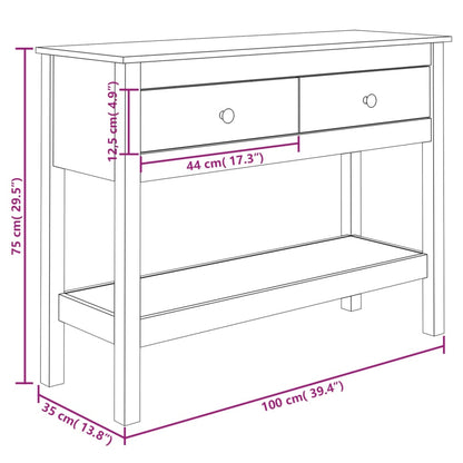 vidaXL Console blanche 100x35x75 cm en pin massif