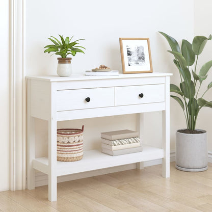 vidaXL Console blanche 100x35x75 cm en pin massif