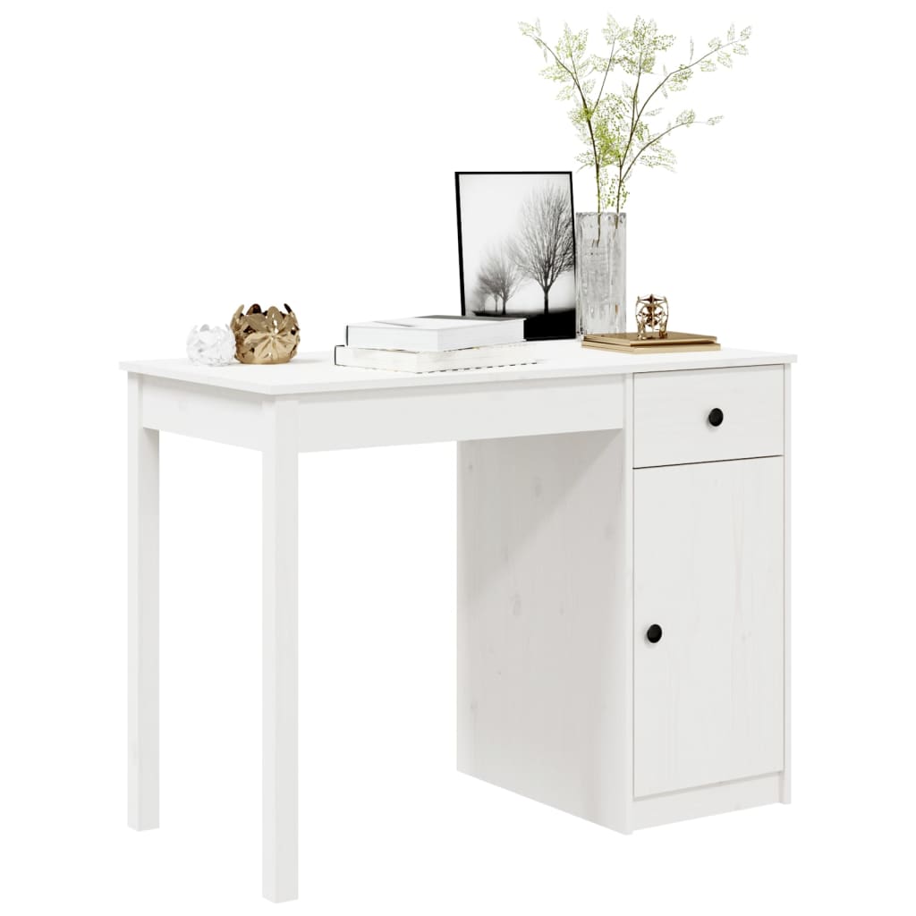vidaXL Bureau blanc 100x50x75 cm Bois de pin massif
