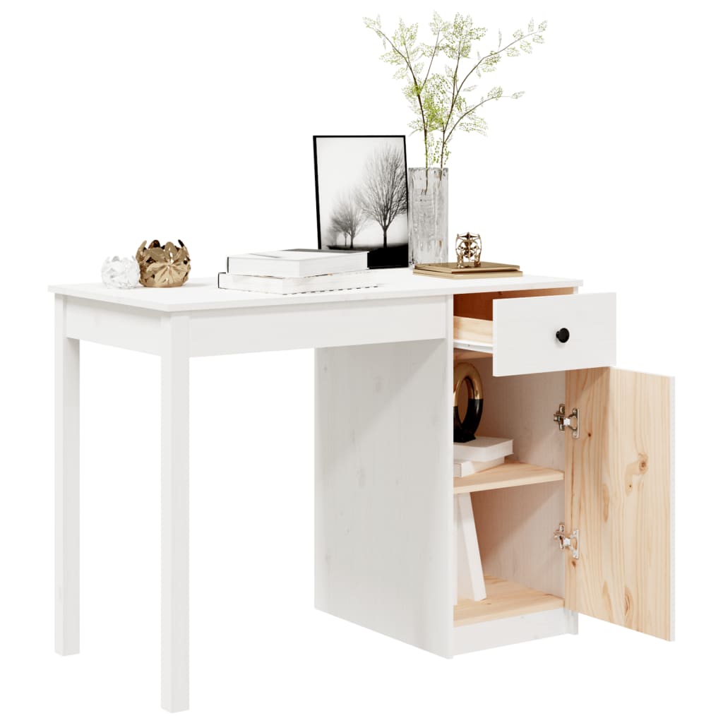 vidaXL Bureau blanc 100x50x75 cm Bois de pin massif