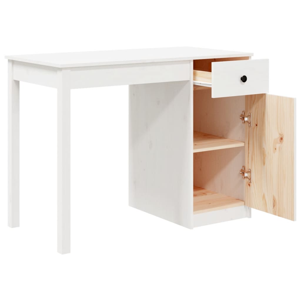 vidaXL Bureau blanc 100x50x75 cm Bois de pin massif