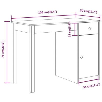 vidaXL Bureau blanc 100x50x75 cm Bois de pin massif
