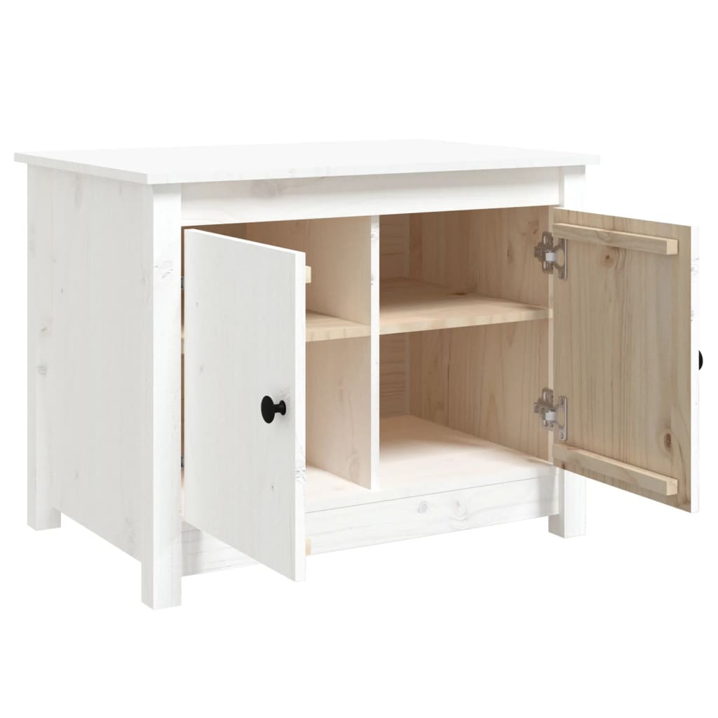 vidaXL Couchtisch Weiß 71x49x55 cm Massivholz Kiefer