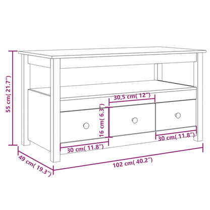 vidaXL Couchtisch 102x49x55 cm Massivholz Kiefer