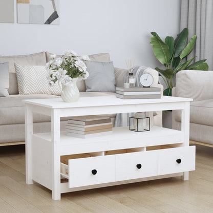 vidaXL Couchtisch Weiß 102x49x55 cm Massivholz Kiefer