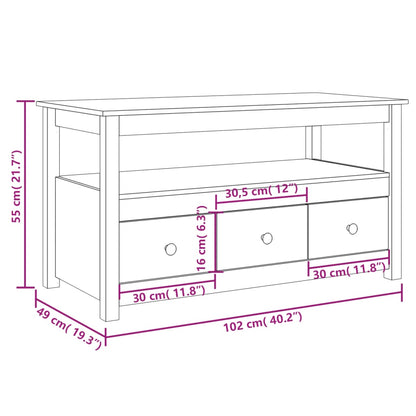 vidaXL Couchtisch Weiß 102x49x55 cm Massivholz Kiefer