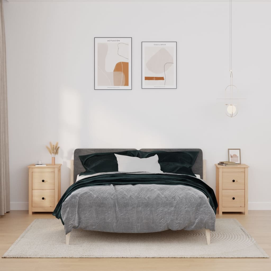 vidaXL Nachttische 2 Stk. 40x35x61,5 cm Massivholz Kiefer