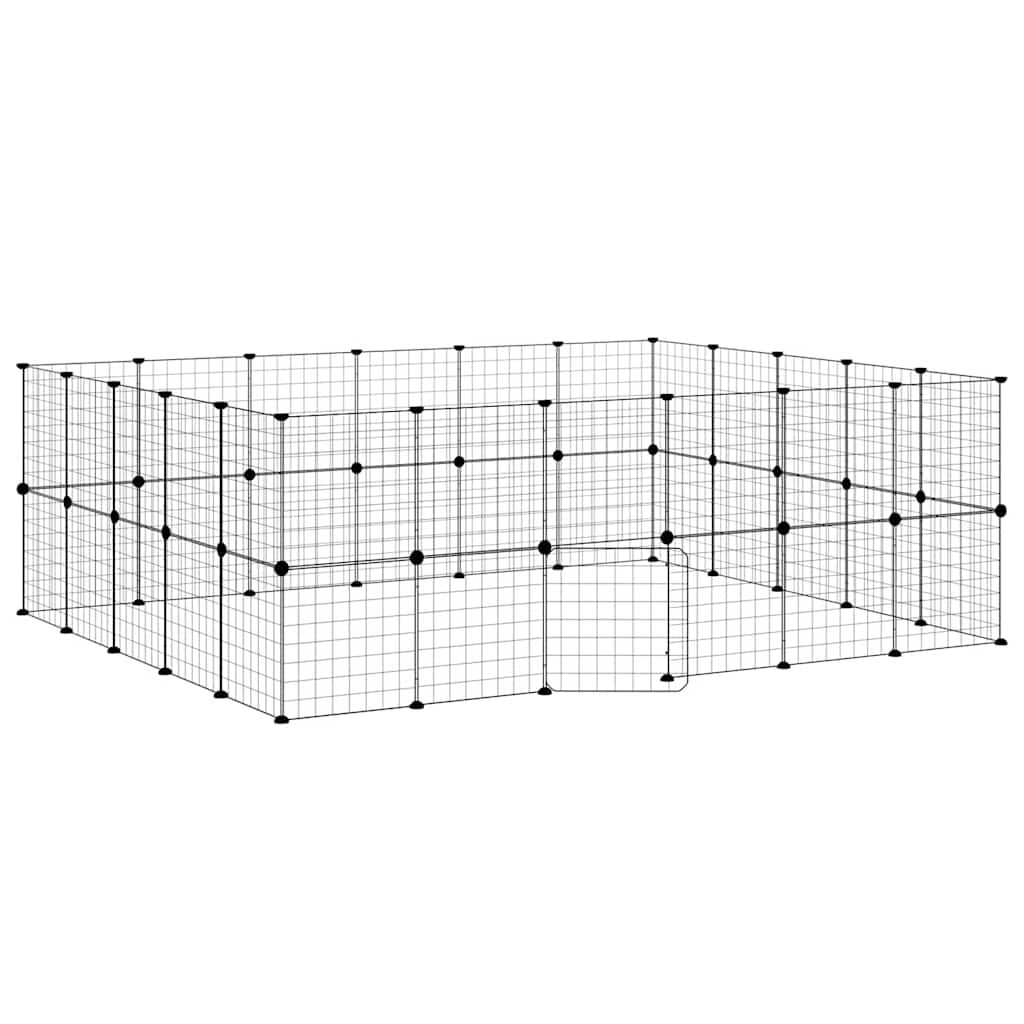 vidaXL 44 pièces Cage pour animaux avec porte Noir 35x35 cm Acier