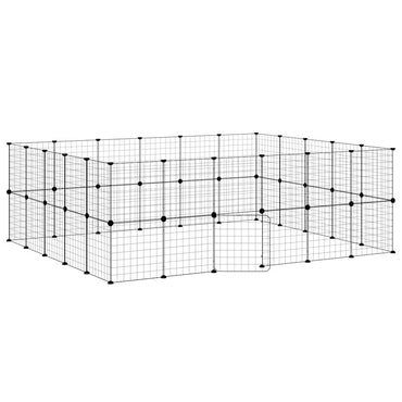 vidaXL 44-tlg. Haustierkäfig mit Tür Schwarz 35x35 cm Stahl