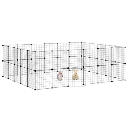 vidaXL 44 pièces Cage pour animaux avec porte Noir 35x35 cm Acier
