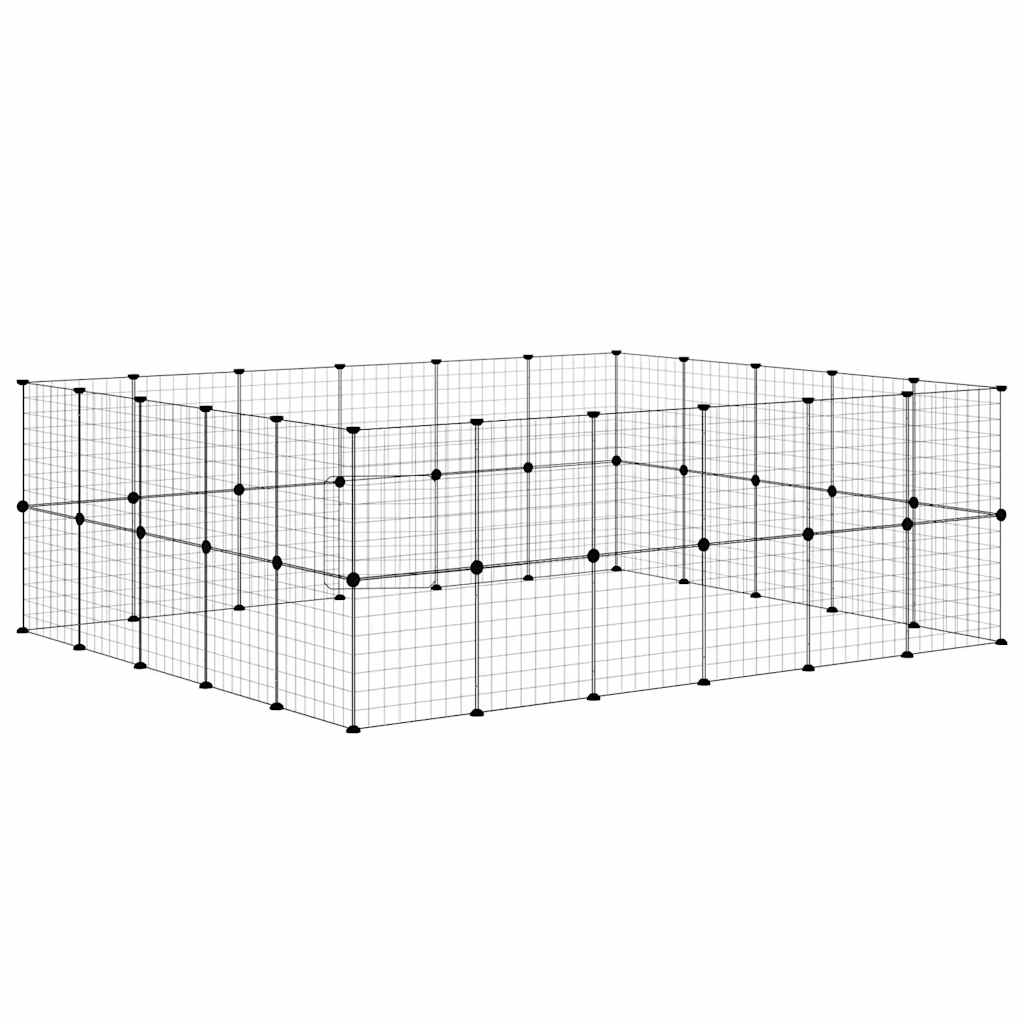vidaXL 44 pièces Cage pour animaux avec porte Noir 35x35 cm Acier