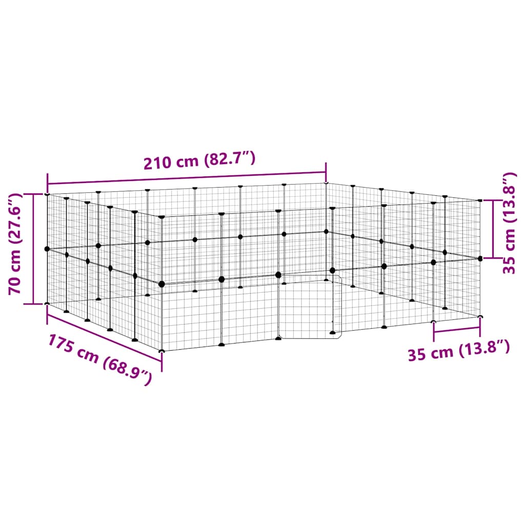 vidaXL 44 pièces Cage pour animaux avec porte Noir 35x35 cm Acier