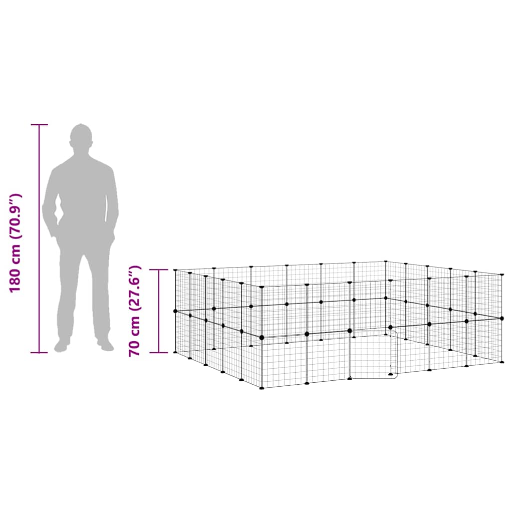vidaXL 44 pièces Cage pour animaux avec porte Noir 35x35 cm Acier