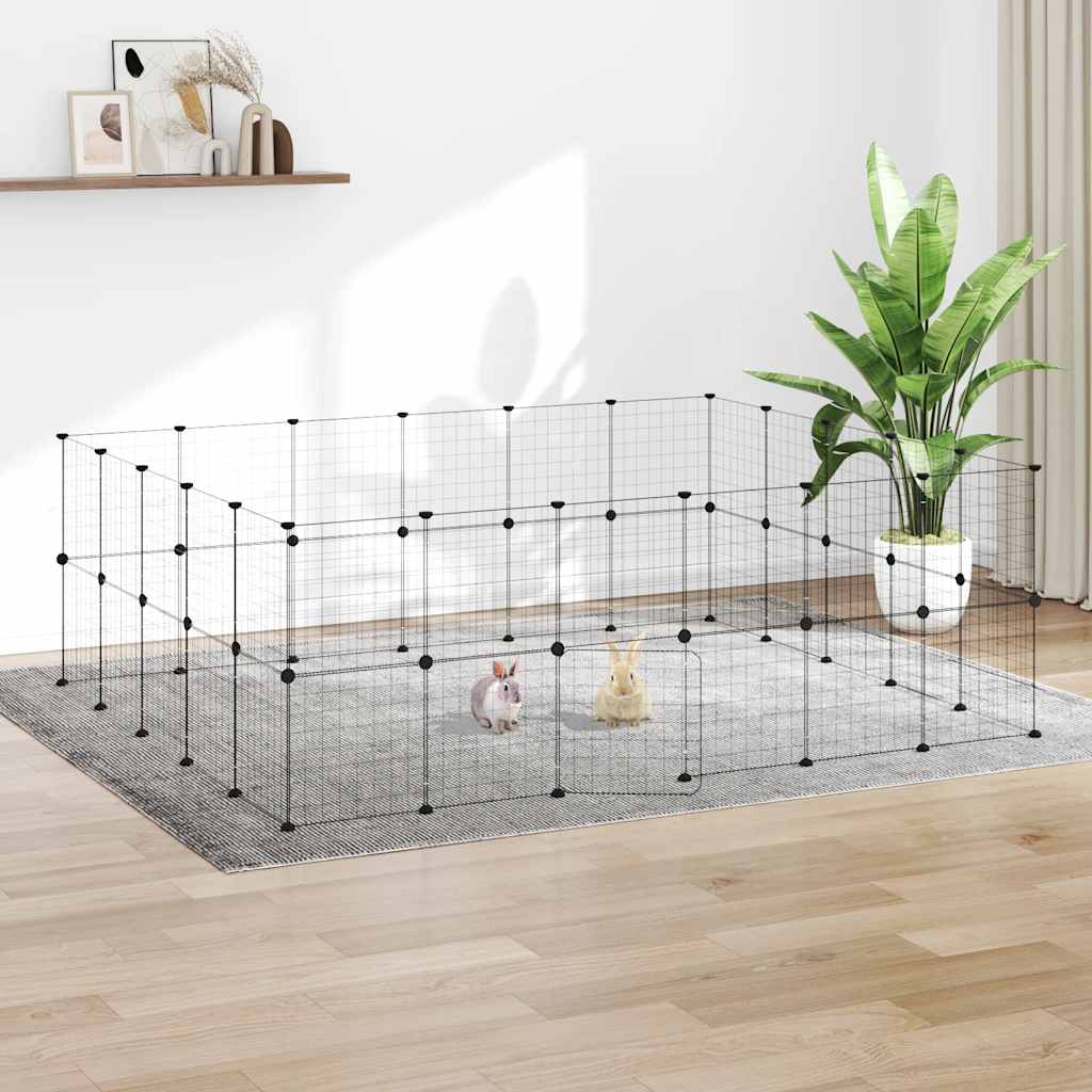 vidaXL 44 pièces Cage pour animaux avec porte Noir 35x35 cm Acier