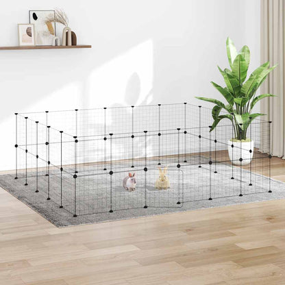 vidaXL 44 pièces Cage pour animaux avec porte Noir 35x35 cm Acier