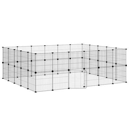 vidaXL 44-tlg. Haustierkäfig mit Tür Schwarz 35x35 cm Stahl