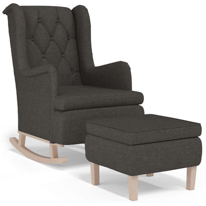 vidaXL Fauteuil à bascule avec pouf Tissu gris foncé